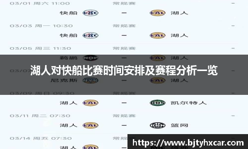 湖人对快船比赛时间安排及赛程分析一览